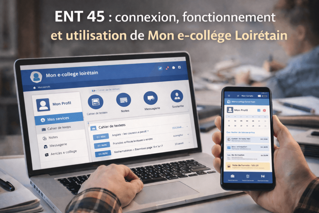 ENT 45 : connexion, fonctionnement et utilisation de Mon e-collège Loirétain