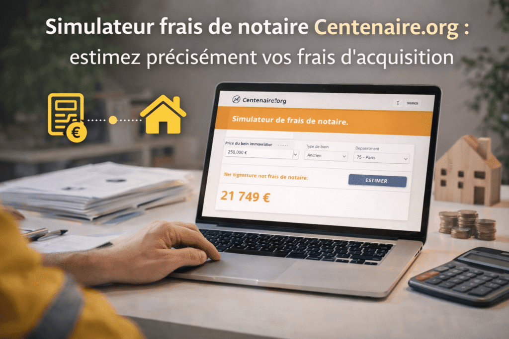 Simulateur frais de notaire Centenaire.org : estimez précisément vos frais d’acquisition
