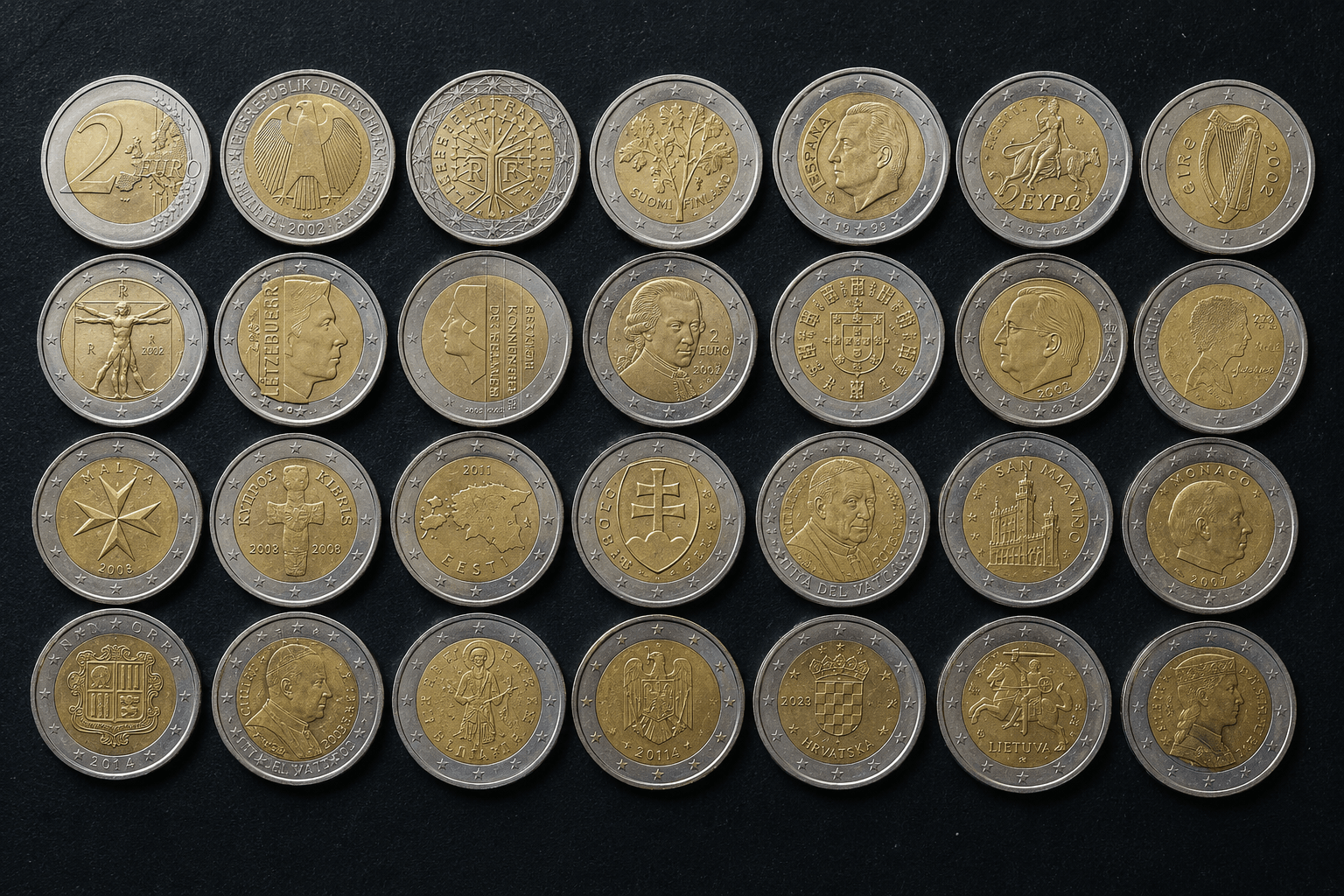 Toutes les pièces de 2 euros de tous les pays